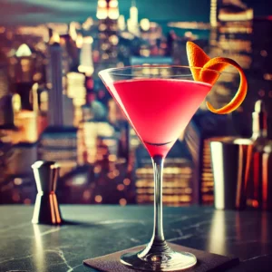 cosmopolitan drink Cosmopolitan cocktail in a chilled Martini glass.