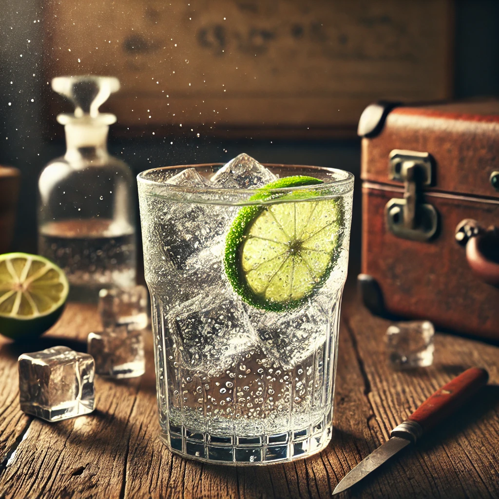 A beautifully styled gin and tonic cocktail