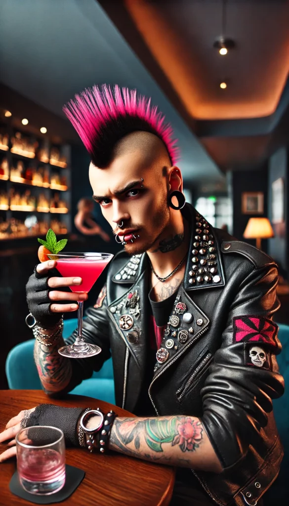 punk-cosmopolitan A punk enjoying a Cosmopolitan cocktail