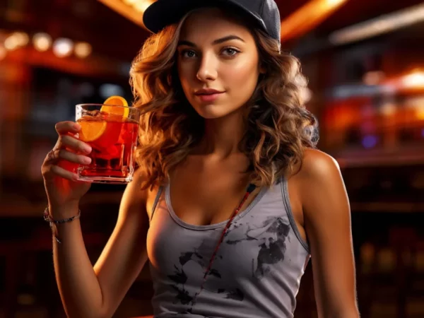 skater girl drinking Negroni