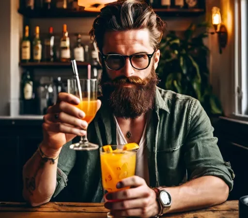 um_hipster_bebendo_um_drink um hipster bebendo um drink Screwdriver em um apartamento descolado.